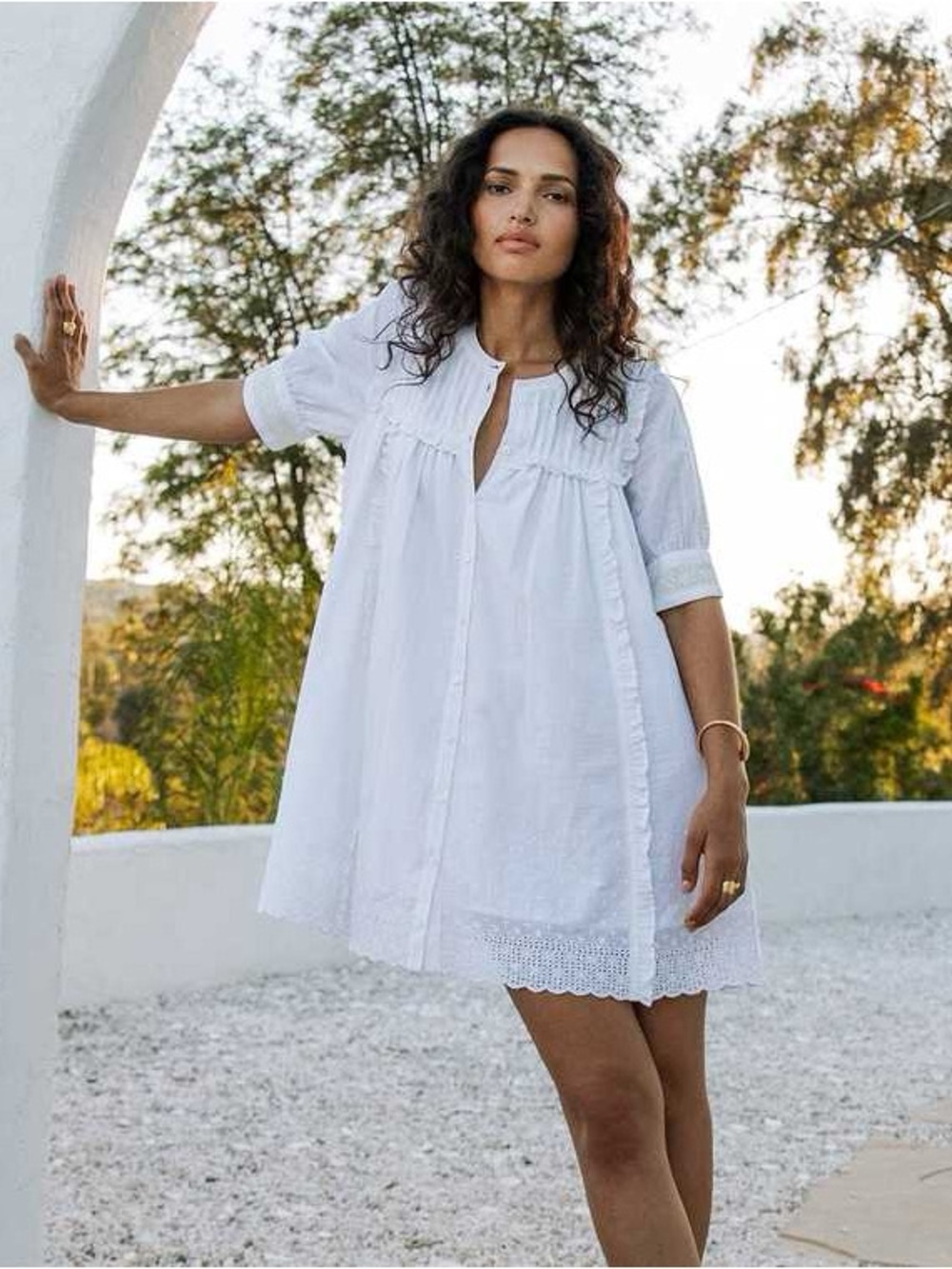 Cleobella peasant coquette cottagecore dainty romantic mini tunic dress dainty